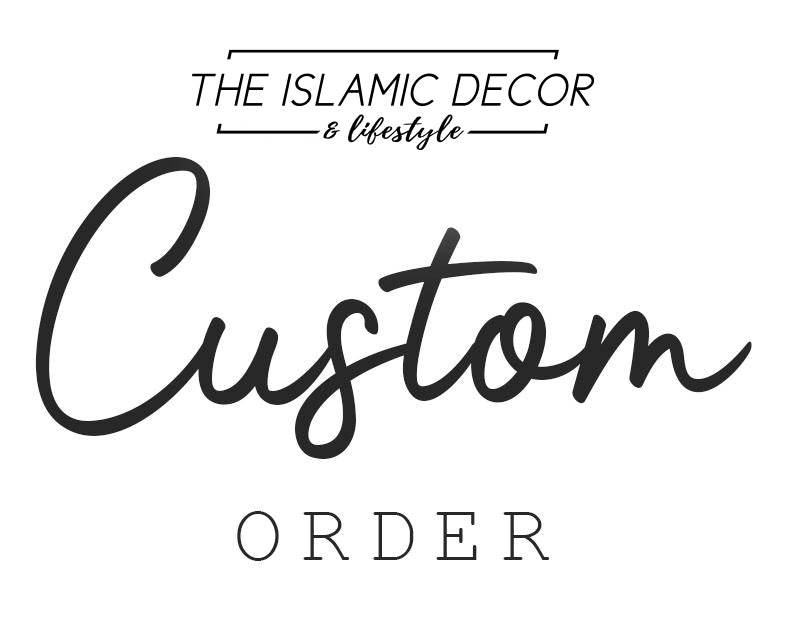 Custom Zikir Artwork ( Refer to whatsapp for details) a2 size, slim white frame, laser cut 5mm white acrylic + 1mm gold acrylic, calacatta laminate marble base